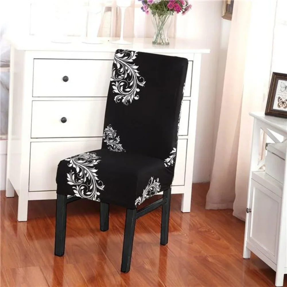 6 Pack Slipcovers High Back Chairs Cover Stretch Slipcover, Black White Wing